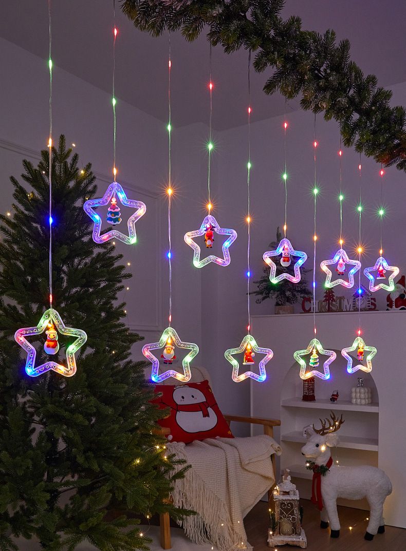Multicolor & Warm White Christmas String Lights - USB Powered Star/Tree/Round Shapes For Indoor Holiday Decorations,_voghion.com