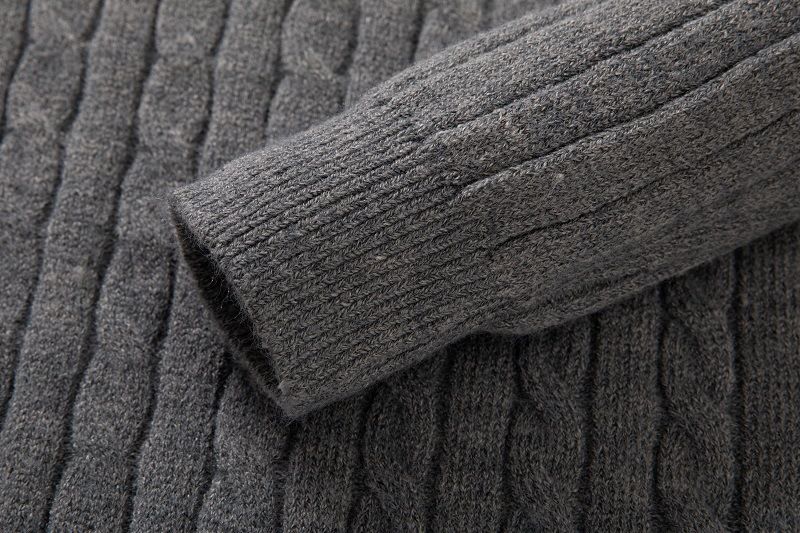 Maglione da uomo in maglia a trecce spesse - Modello a collo alto con cerniera per l'inverno (grigio/nero/blu navy/verde/kaki, M-3XL)_voghion.com