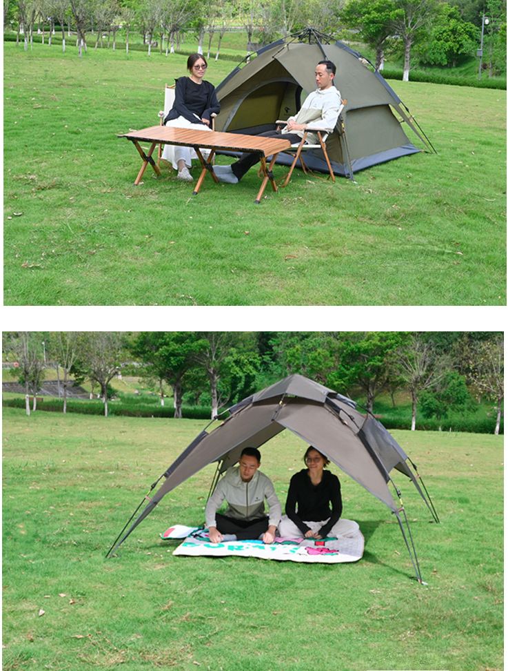 Tienda de campaña para exteriores, automática, de instalación rápida, sin instalación, portátil, plegable, resistente a la lluvia y al sol, de doble capa, para ocio y acampada._voghion.com