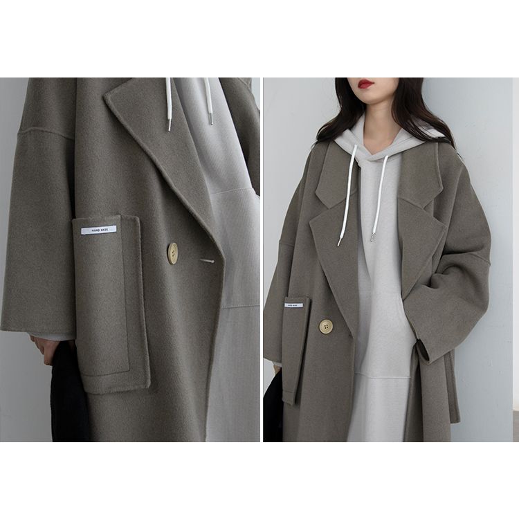 Plus Size Simple High-end Loose Elegant Handmade Double-sided For Women Autumn Winter Wool Coat_voghion.com