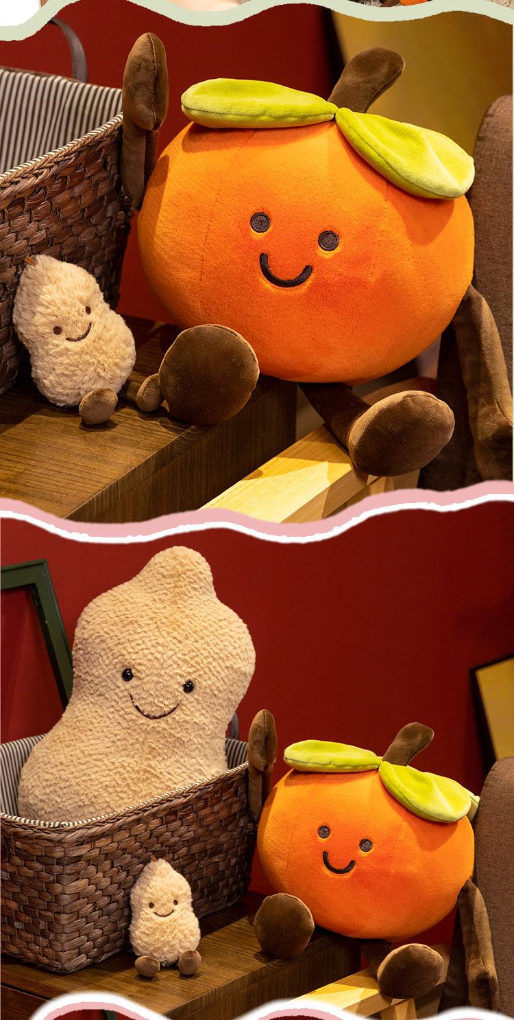 Stuffed Plush Animals Doll Peanut Doll Good Things Happen Persimmon Doll Simulation Peanut Persimmon Plush Toy_voghion.com