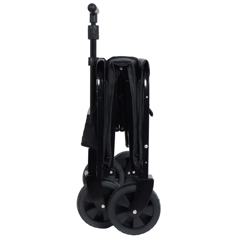 All-in-One Convertible Folding Camping Wagon Cart: Bench Seat, Storage Compartment & Included Dog Tether, Black/Gray_voghion.com