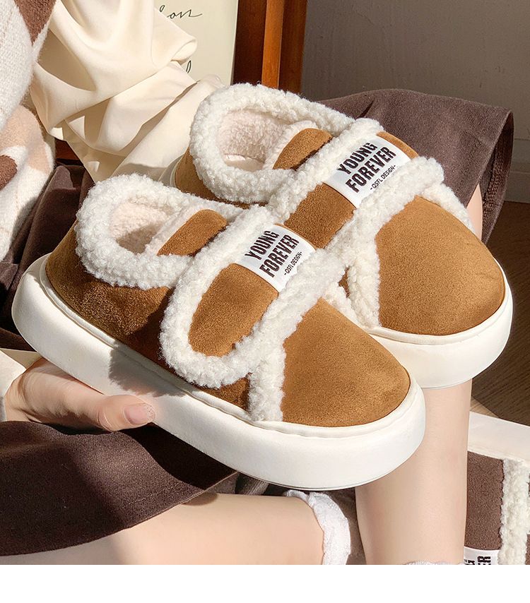 Retro Velcro All-inclusive Heel Cotton-padded Women's Autumn And Winter Cotton Slippers Indoor Home Non-slip Warm_voghion.com