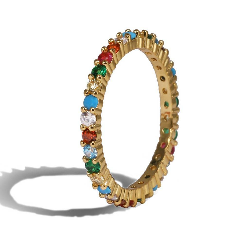 Anello in rame con zircone colorato placcato oro_voghion.com