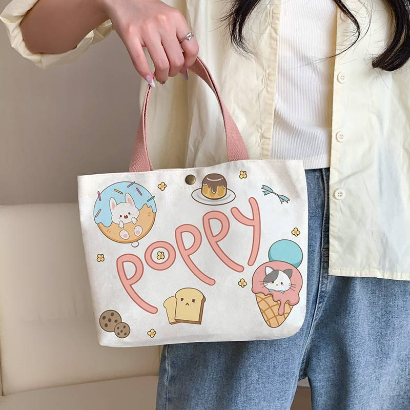 Platnena torba za ženske 2025 Nova torbica iz blaga, študentska torba za malico, majhna torba_voghion.com