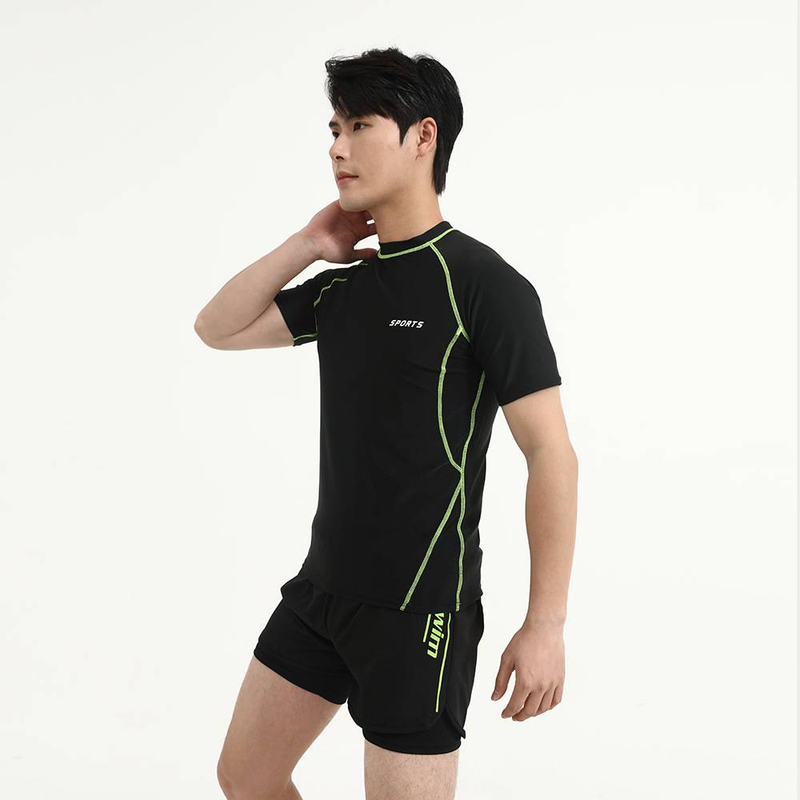 Traje de baño Green-line, bañador, conjunto de baño para hombre, bañador de entrenamiento de dos piezas, bañador de dos capas de tres piezas, bañador de playa_voghion.com