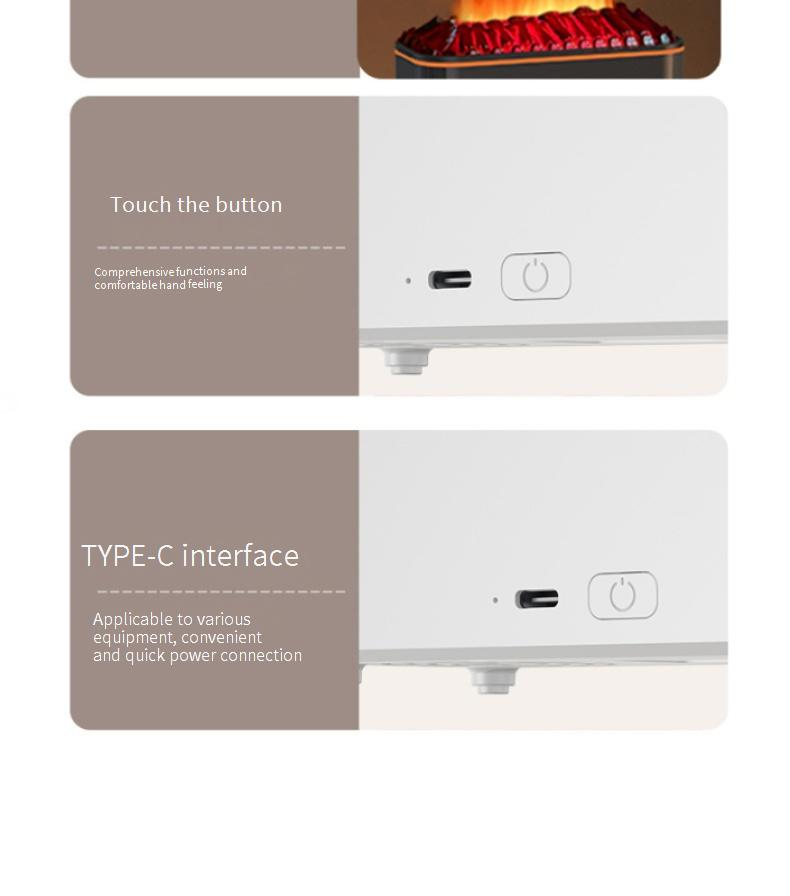 Realistischer Diffusor für ätherische Öle im Kamin mit 7-farbiger LED-Flamme, Aromatherapie-Luftbefeuchter, stimmungsvolle Beleuchtung für Zuhause und Büro_voghion.com