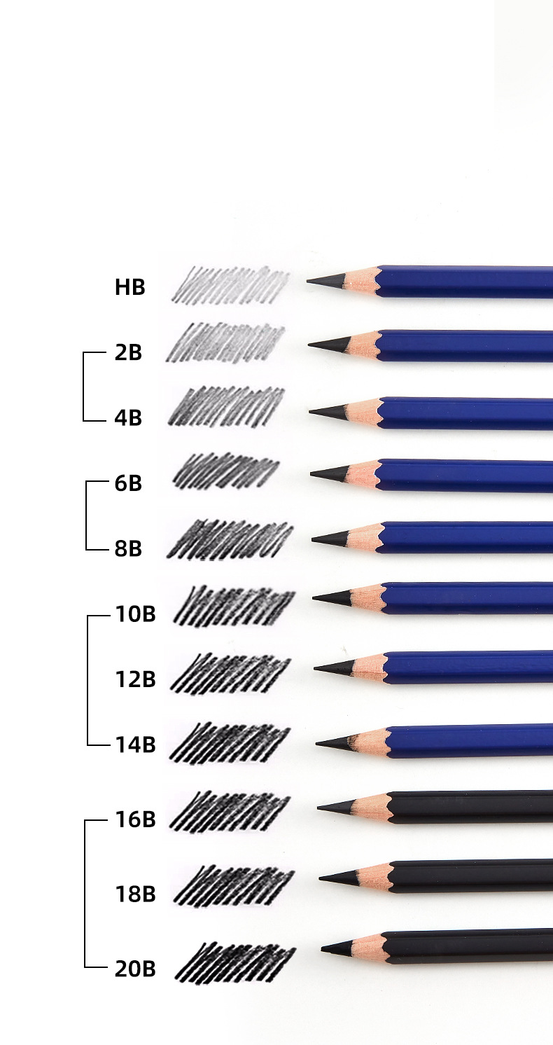Professional Sketch Pencils Set - 12 Assorted Grades (HB To 20B) For Artists, Students & Drawing Enthusiasts - Matte Finish Wooden Pencils For Shading_voghion.com