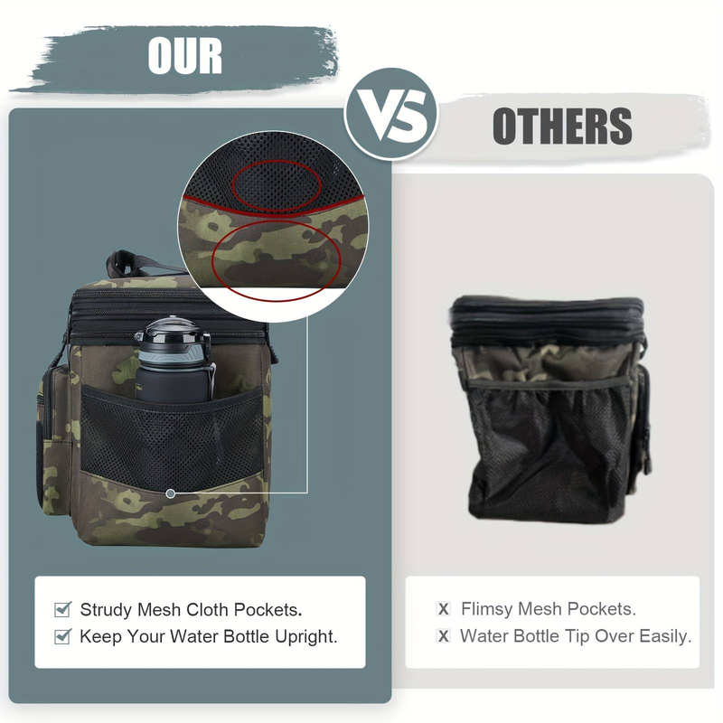 Bolsa térmica moderna de doble capa para el almuerzo: expandible, plegable y reutilizable, con bolsillos laterales. Ideal para el trabajo, viajes, picnics y playa._voghion.com