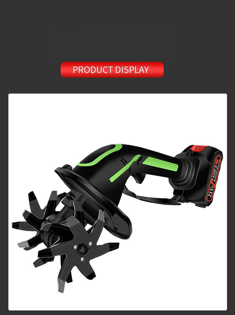 Cordless Electric Cultivator - Lightweight 0.6kg Handheld Tiller For Gardening, Weeding & Soil Loosening With 550W Motor & Detachable Tines_voghion.com
