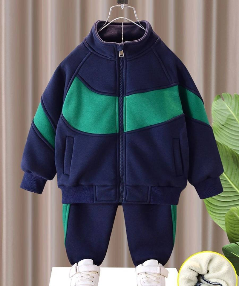 Boys' Velvet Two-Piece Suit - Soft Fleece Jacket & Pants Set For Toddlers & Kids (3-7 Years) - Warm & Stylish Casual Outfit_voghion.com
