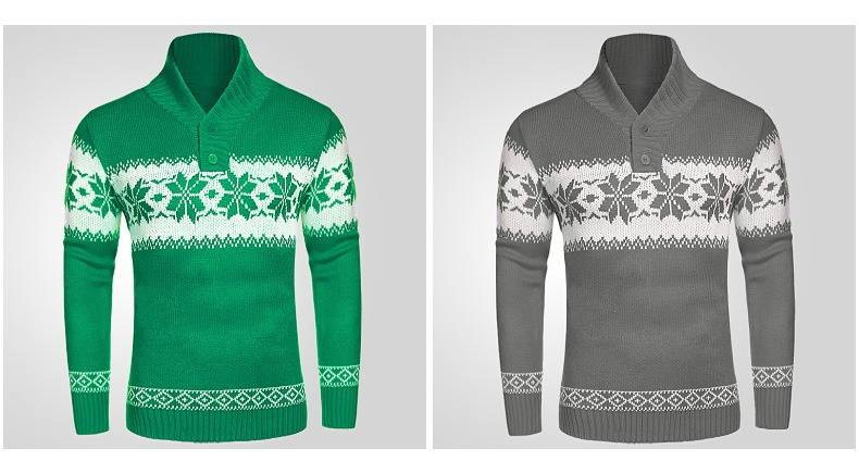 Herren Weihnachtspullover Strickpullover Langarm V-Ausschnitt Pullover Winter Warm Rollkragen Casual Streetwear Fashion_voghion.com