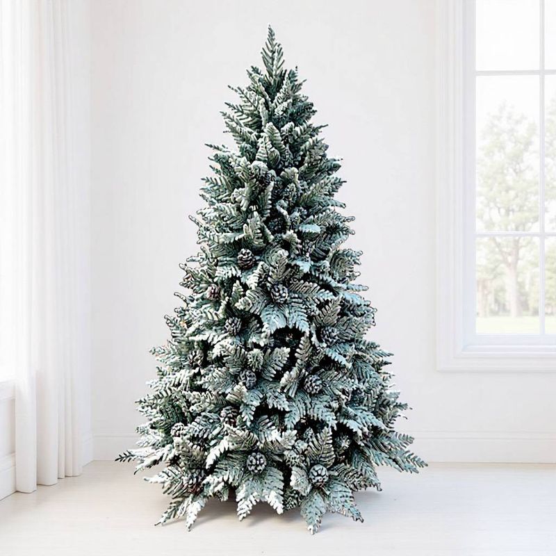 PE & PVC Christmas Tree With Snow Flocking – Realistic Frosted Branches, 500-900 Tips (90cm-240cm) – Premium Holiday Decor For Home, Office & Retail_voghion.com