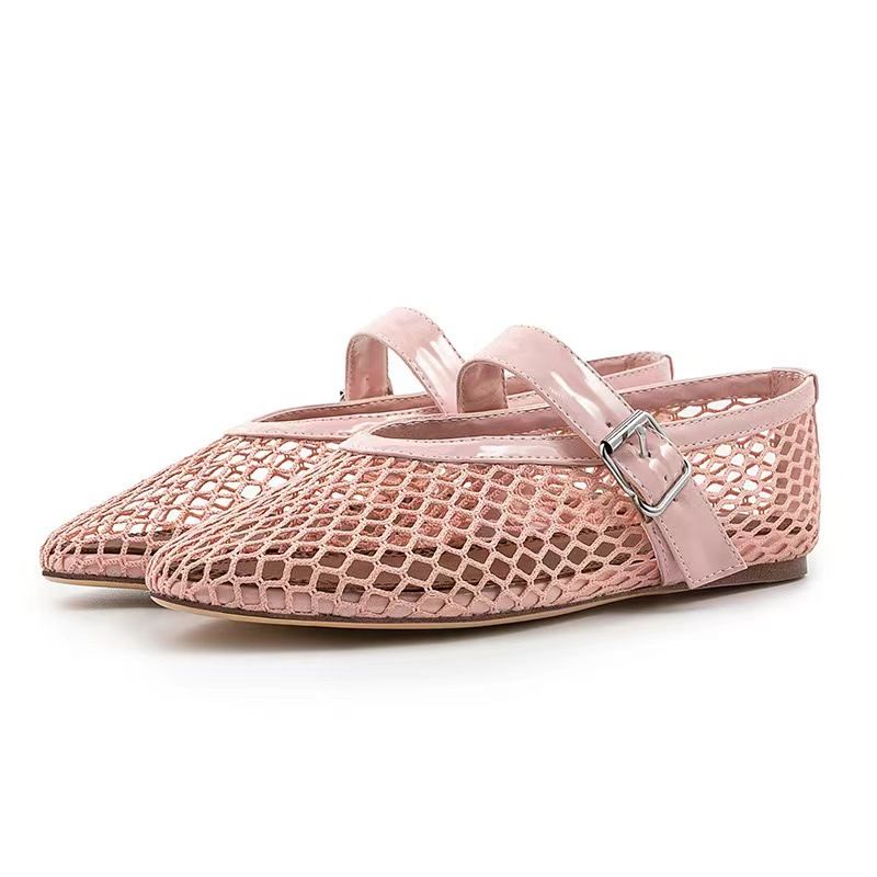 European And American Foreign Trade New Fashion Show Shoes High-End Mesh Niche Design Round Toe Ballet Flats Breathable_voghion.com