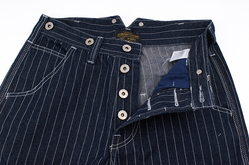 Men's wide leg striped jeans loose railway overalls May khaki motorcycle overalls_voghion.com