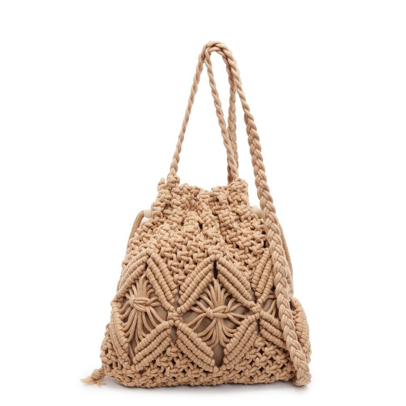 Gewebter Strohhalm für Frauen Sommer Vielseitig 2025 Neue Mode Nischendesign Crossbody Bucket Beach Bag_voghion.com