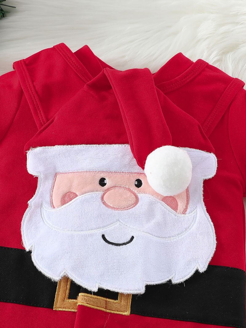 Kids’ Clothing New Christmas Santa Claus Head Cute One Piece Romper_voghion.com