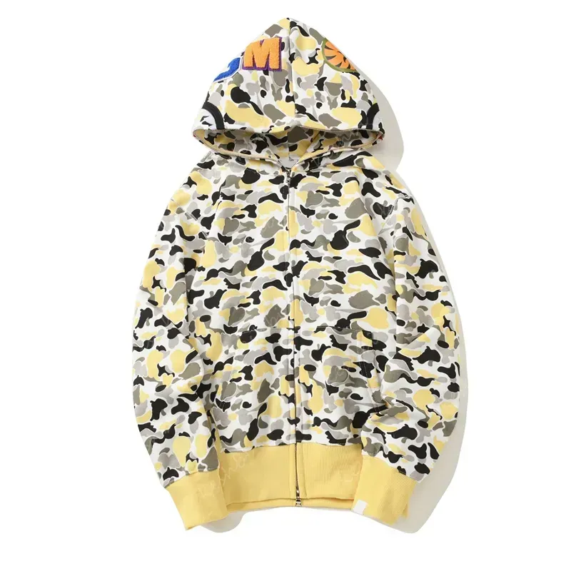 Felpa con cappuccio da uomo e da donna, con cerniera e logo Shark, giacca mimetica nera, felpa con cappuccio blu, felpa con cappuccio da uomo e da donna_voghion.com