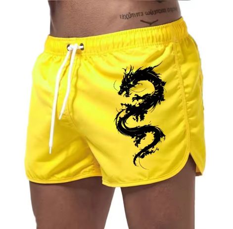 Men's Quick-Dry Polyester Beach Shorts With Dragon Print - Lightweight, Breathable Stylish For Summer Sports & Casual Wear (Multiple Colors & )_voghion.com