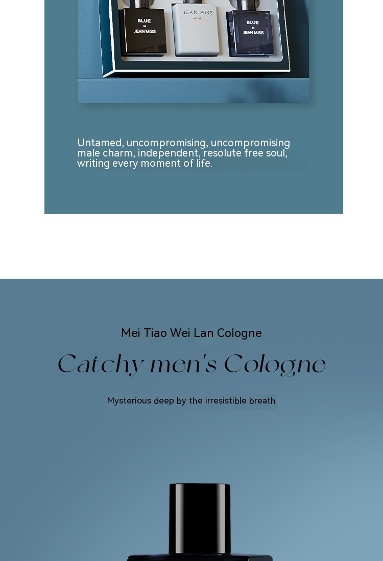 2024. gada jaunās smaržas JEAN MISS zils vīriešu smaržu komplekts trīs daļu komplekts izturīgs svaigs aromāts kungu Gulong smaržas_voghion.com