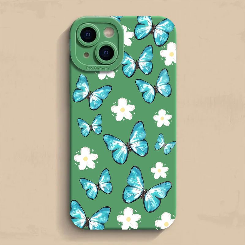 Butterfly Printed Phone Case For iPhone 16 11 12 13 14 15 Pro Max XR XS X 7 8 Plus SE 2020 Shockproof Matte Soft TPU Silicone Cover_voghion.com