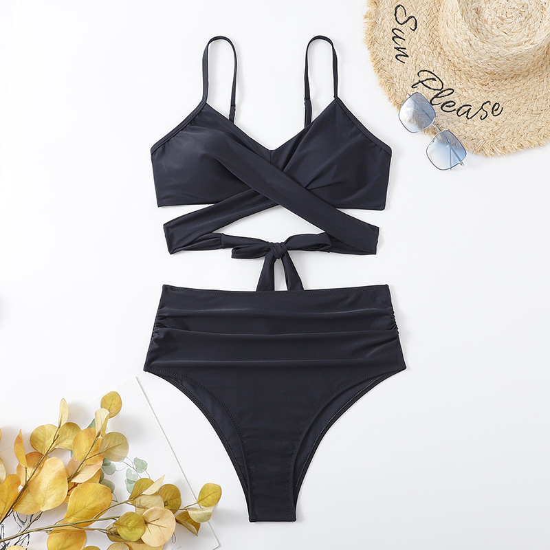 Maillots de bain pour femme Sexy Split Bikini Bikini Cross Leopard Pattern Maillots de bain_voghion.com