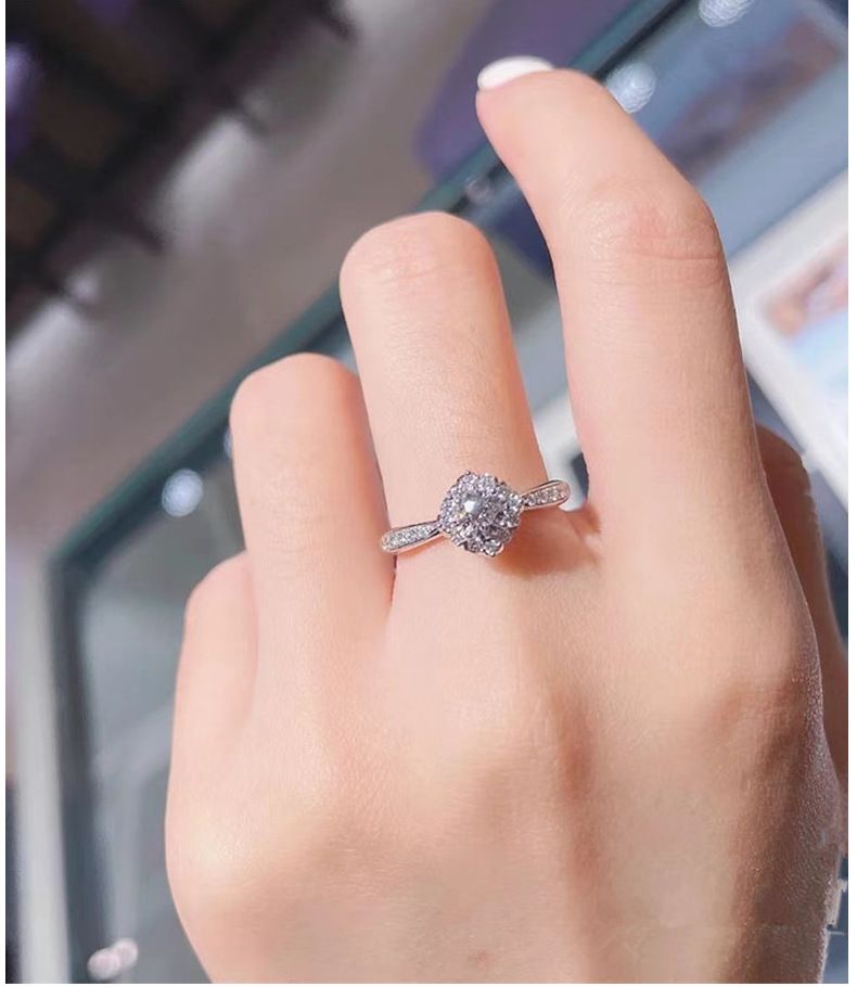 New Moissanite diamond ring is as bright as the stars for women, sterling silver ring, galaxy dazzling ring, engagement diamond design_voghion.com