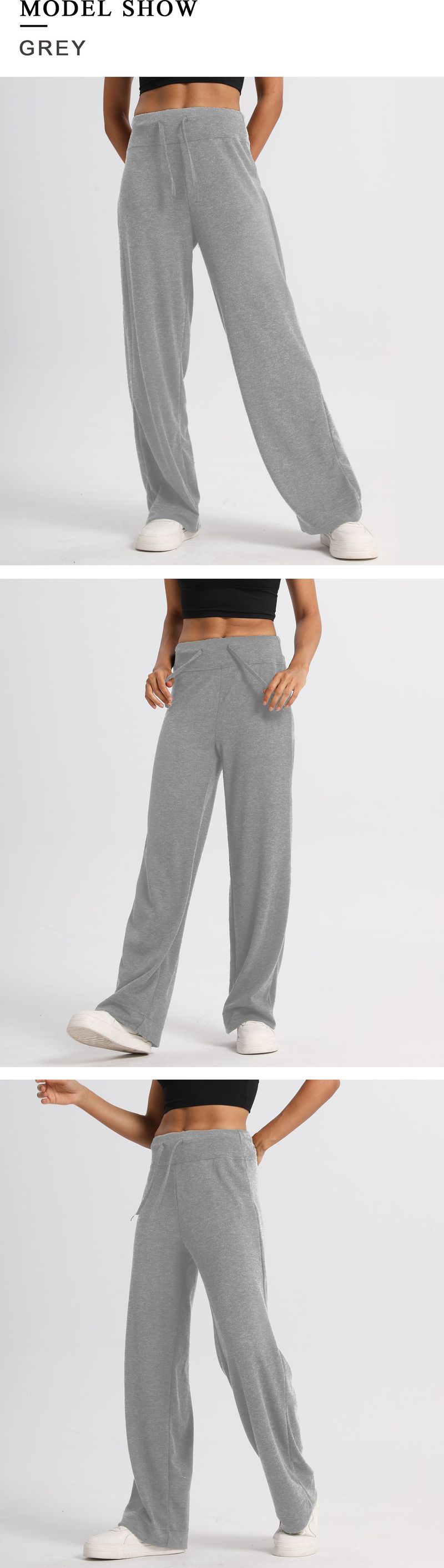 Lazy Relaxed Loose Fit Klebreis-Strick Lässige Pendler-Hose Vielseitige Schlankheitshose Gerade Weite Beinhose Sporthose_voghion.com