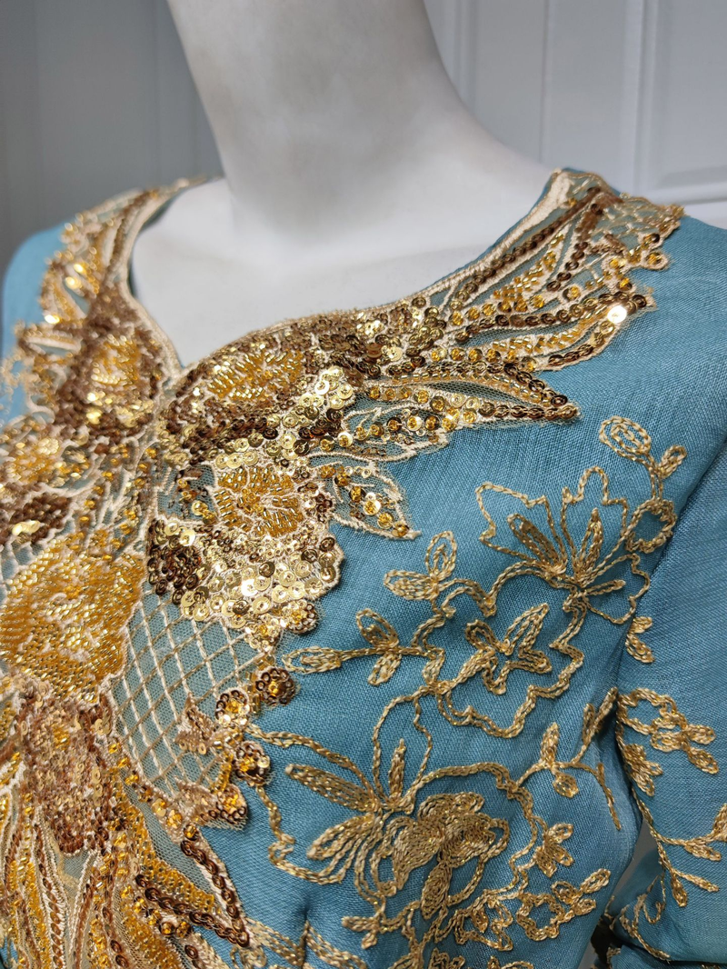 Vestido de cena de fiesta musulmana con apliques bordados_voghion.com
