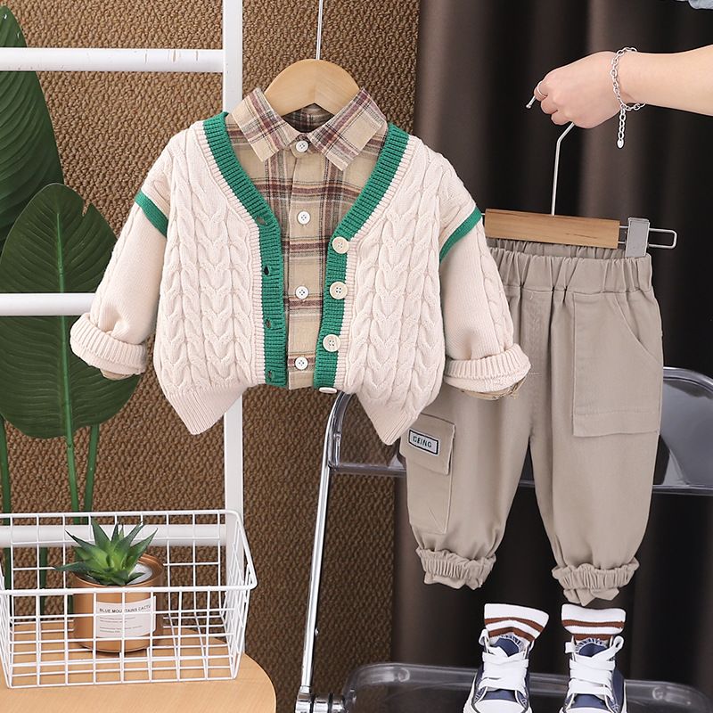 Ensemble trois pièces pour bébé, pull pour enfant, style Rascal, nouveau style 2025_voghion.com