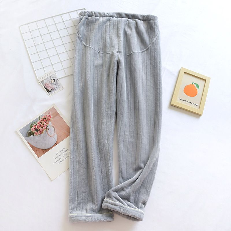 Calças de maternidade ultramacias com suporte para barriga - Calças térmicas de flanela grossa para gravidez e pós-parto (várias estampas e tamanhos)_voghion.com