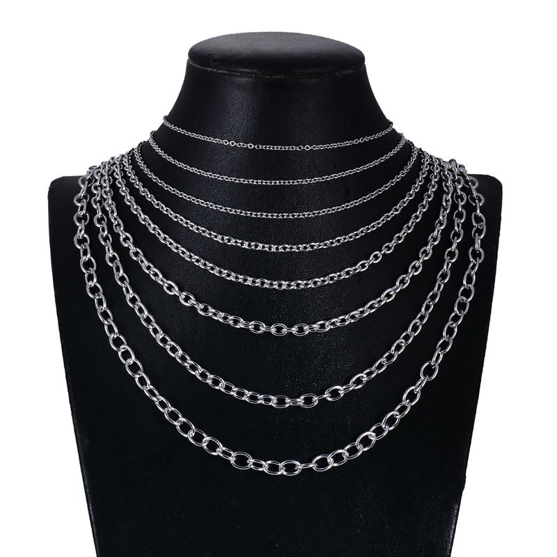 Colar de corrente de aço titânio de cor sólida de estilo simples de joias por atacado_voghion.com