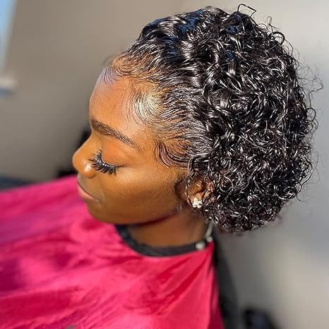 Braziliaanse Krullend Korte Pruiken Korte Pixie Cut Krullend Pruiken Voor Vrouwen 13*4*1 Kort Krullend Menselijk Haar pruiken 180% Dichtheid_voghion.com