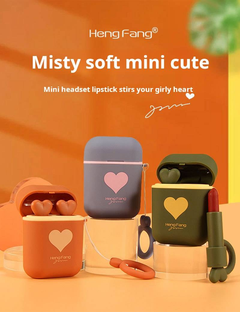 2 stuks fluwelen matte lippenstift, opbergdoos voor oortelefoon, creatieve lippenstift, schattige lippenstift_voghion.com
