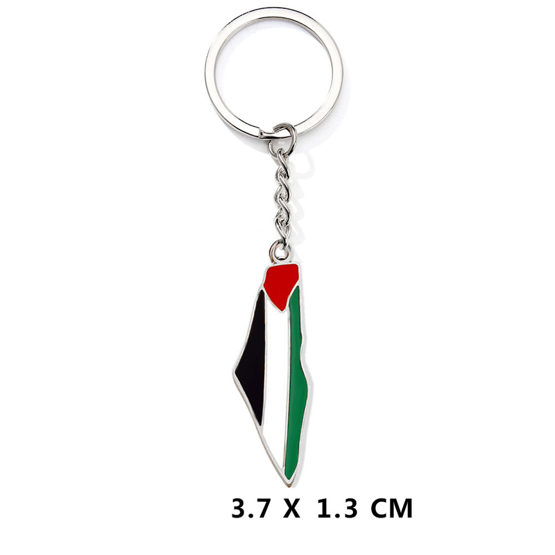 Portachiavi con ciondolo a forma di bandiera della mappa della Palestina, in acciaio al titanio, accessori in metallo_voghion.com