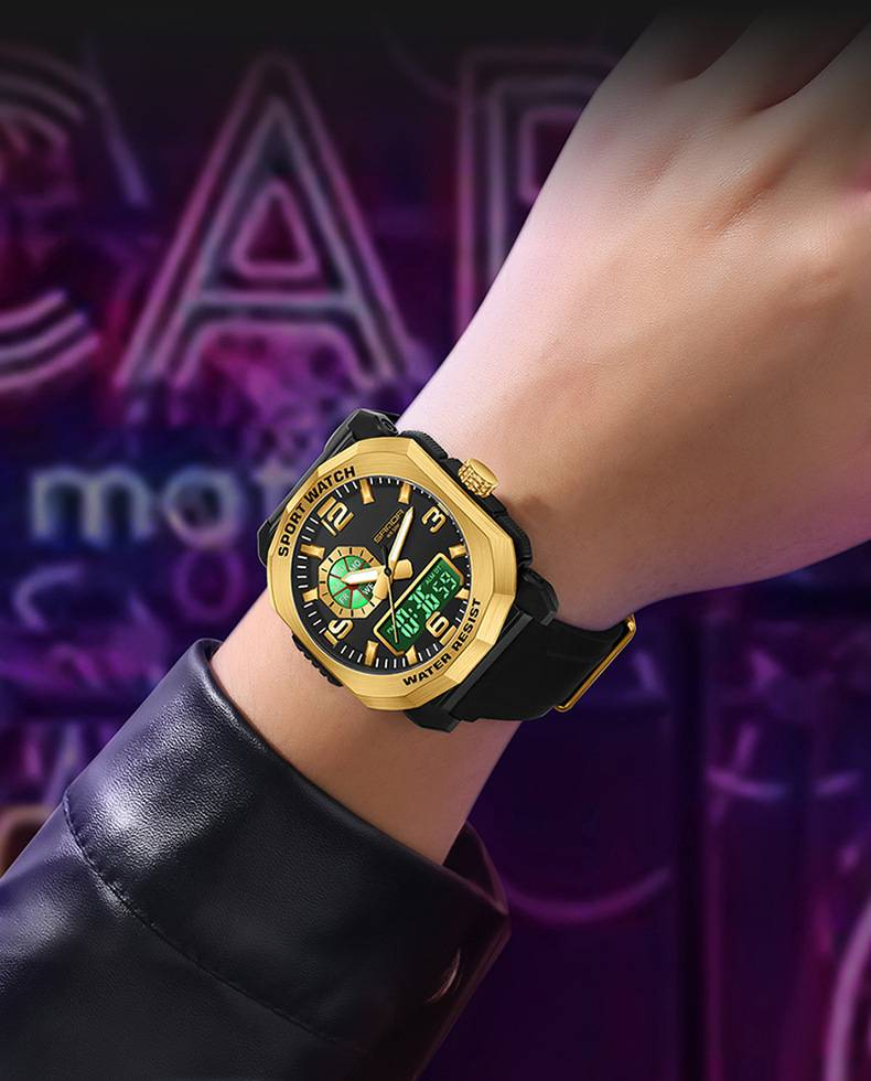 Multi Functional Digital Watch, Dual Display Waterproof Luminous Electronic Watch, Fashion Electronic Watch for Youth_voghion.com