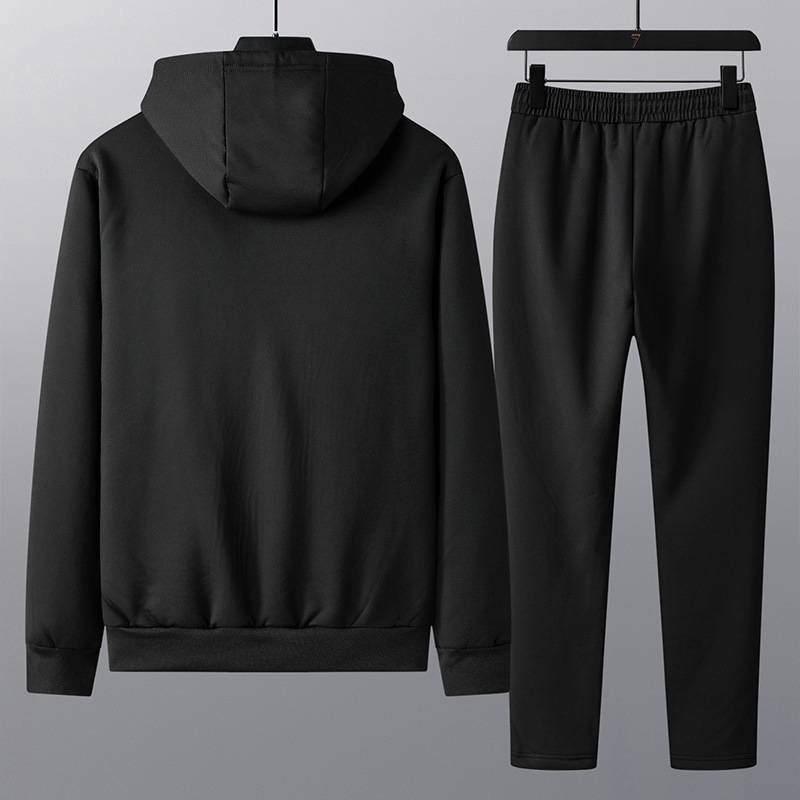 Men's Clothing Winter Plus Velvet Thickened Suit Men Hooded Cardigan Jacket Casual Sweatpants Warm Youth Lambskin_voghion.com