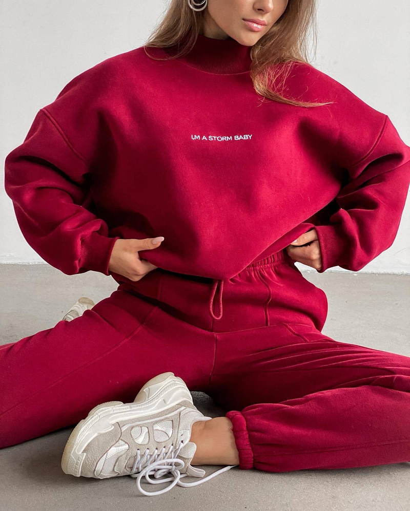 Ensemble de survêtement de sport pour femmes de style européen 2025, sweat à capuche et pantalon imprimés, ensemble deux pièces à la mode_voghion.com