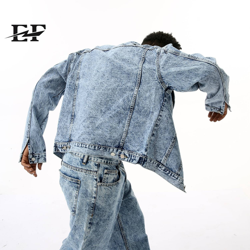 Herreklær Nye produkter Hong Kong-stil Retro kort denimjakke Rett løs jeanssett Trendy_voghion.com