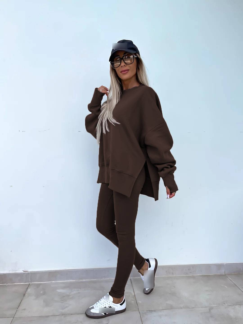 Abbigliamento da donna Autunno e inverno Tinta unita Maglione a maniche lunghe Giacca casual Tuta sportiva_voghion.com