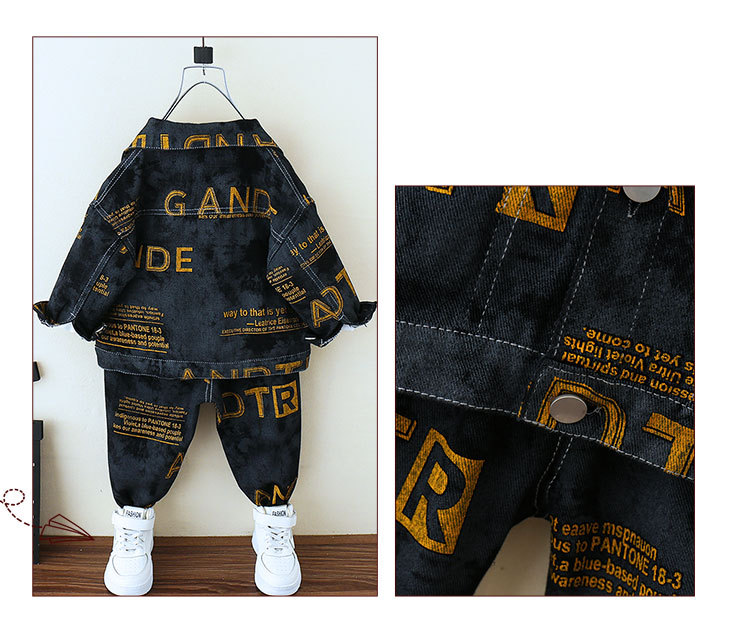 Ensembles de travail en coton imprimés pour garçons, costumes deux pièces élégants et tendance pour enfants, tailles petites et moyennes, commerce extérieur cool_voghion.com