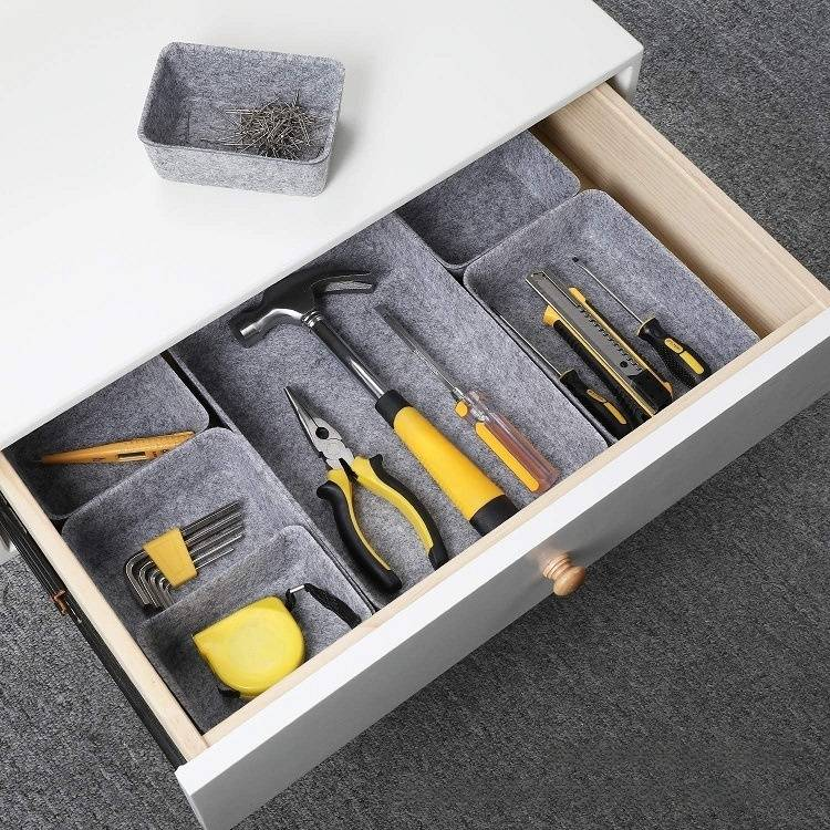 Premium Felt Storage Box Set - Seamless One-Piece Design For Office Desk & Drawer Organization_voghion.com