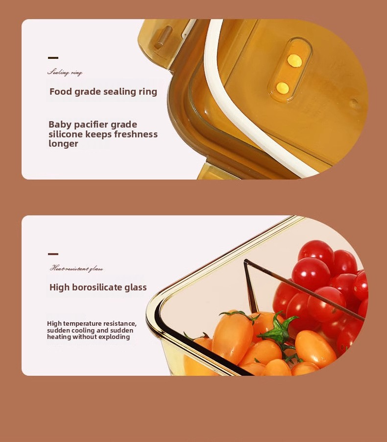 Borosilicate Glass Lunch Box Microwave & Oven Safe Meal Prep Container With Dividers (Leakproof BPA-Free Ideal For Office Reheating & Salad Storage)_voghion.com