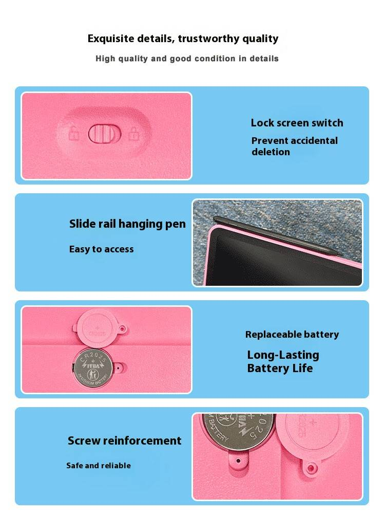 Tavoletta LCD da scrittura da 16 pollici, tavolo da disegno colorato per bambini, blocco da disegno digitale leggero e riutilizzabile, lavagna per scarabocchi con schermo grande per ufficio e casa_voghion.com