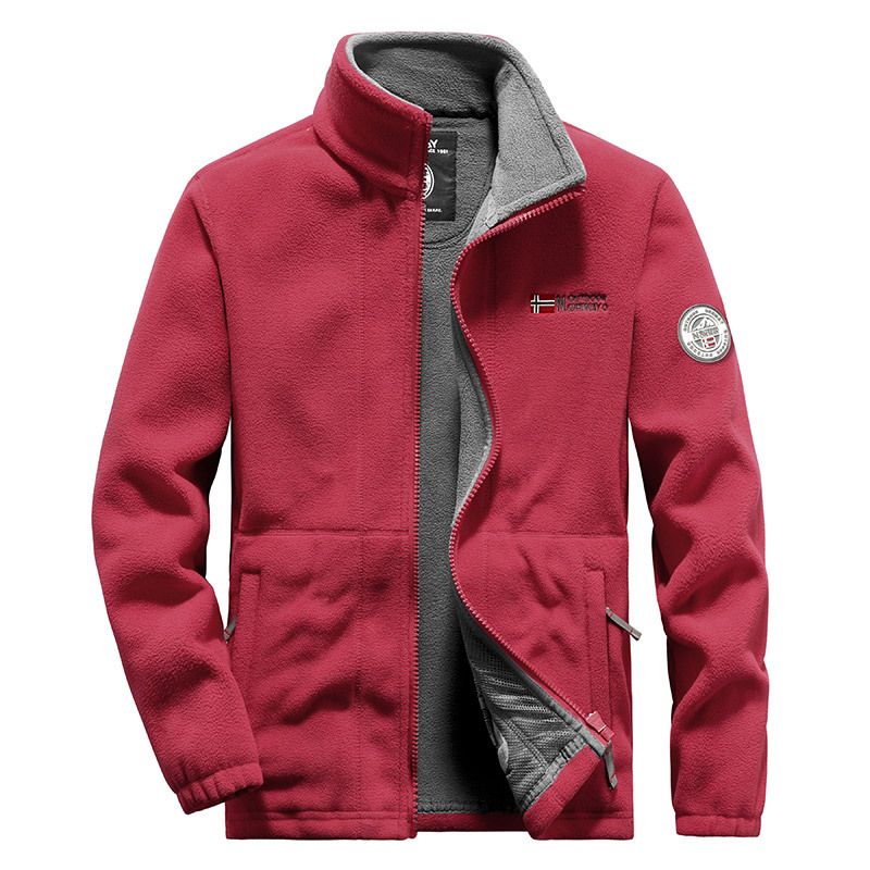 "Men's Fleece Jacket For Outdoor & Hiking – Warm Winter Pullover With Breathable Polar Tech Fabric (Grey/Black/Red/Khaki/Navy)"_voghion.com