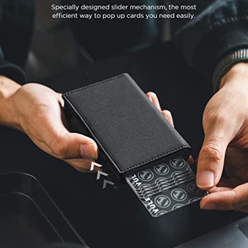 Men's Bags Activity Locator Wallet RFID Anti Theft Automatic Pop Up Card Holder Multiple Card Slots Large Capacity Card Holder_voghion.com