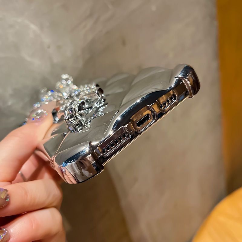 Carcasă de telefon TPU pentru 15 Pro Max 14 13 12 Pro, husă anti-șoc cu curea cu diamante strălucitoare, carcasă spate portabilă la modă cu sclipici și pietre_voghion.com