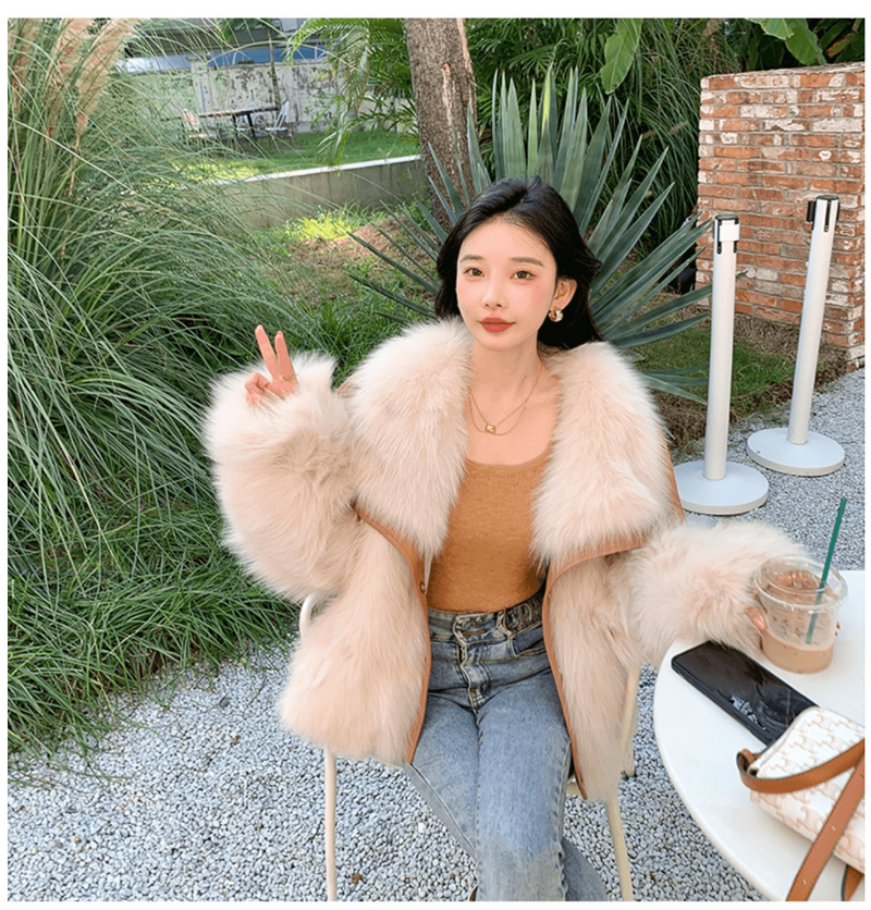 Lekki luksusowy koreański styl dla kobiet zimowy nowy polarowy gruby płaszcz futrzany puszysty stylowy ekologiczny modny_voghion.com