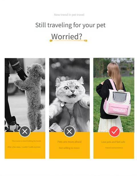 Going Out Double Shoulder Pet Bag Portable Breathable Cat Bag Large Capacity Pet Backpack_voghion.com