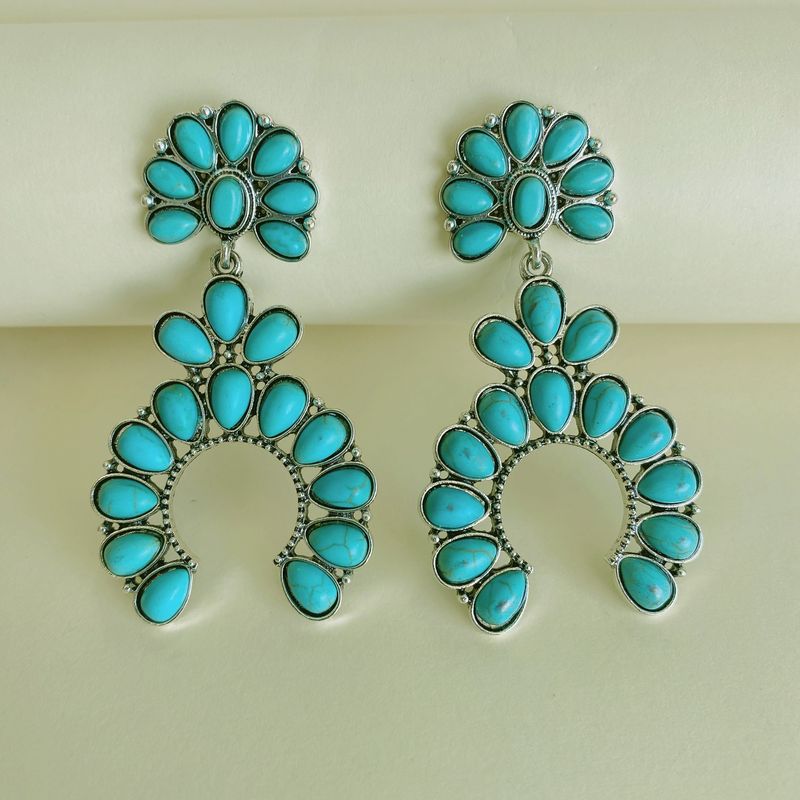 Neue Legierung Böhmischer Ethno-Stil Türkis Ohrringe_voghion.com